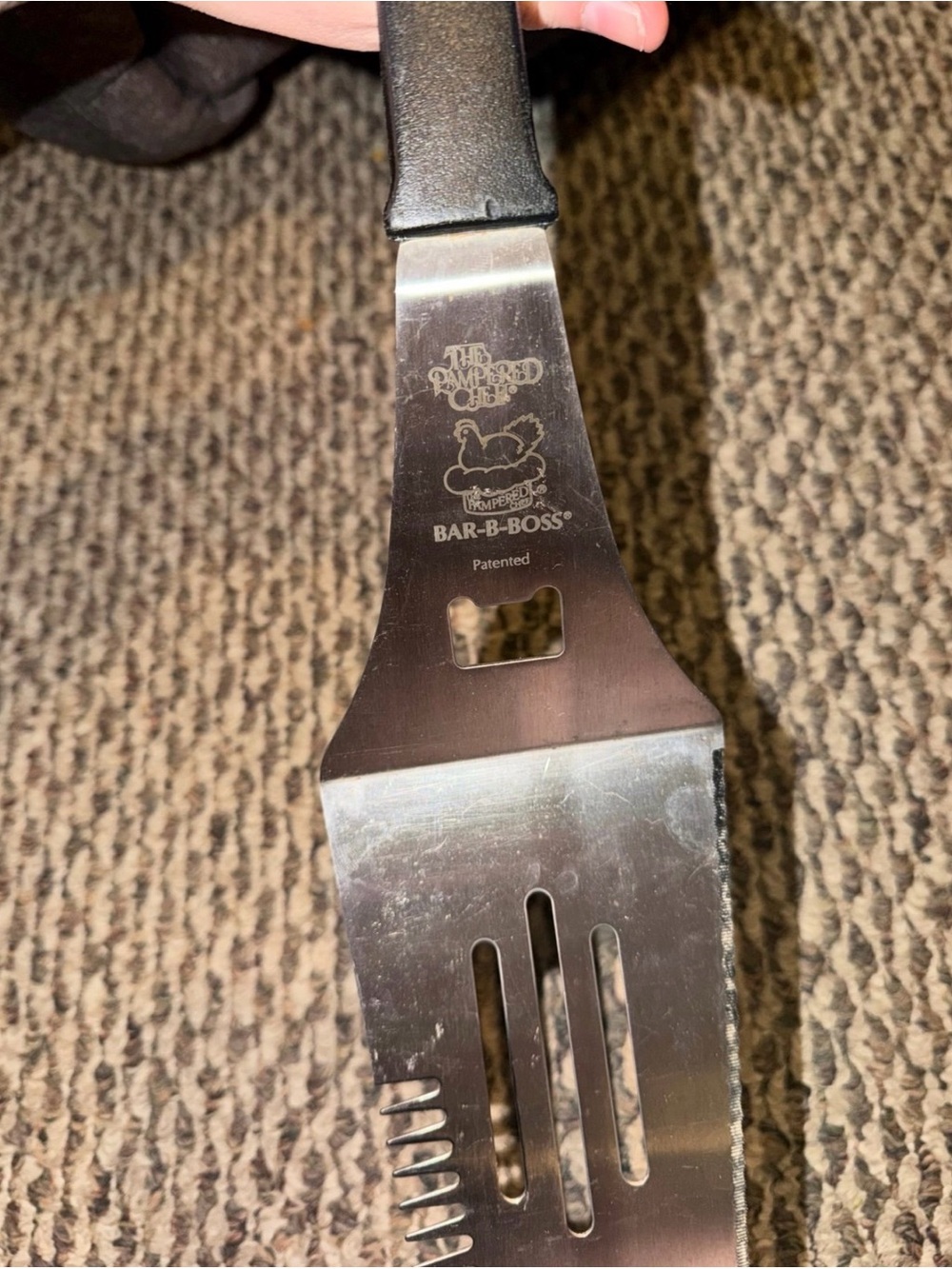 The Pampered Chef Stainless Steel Bar-B-Boss Turner with Black Handle